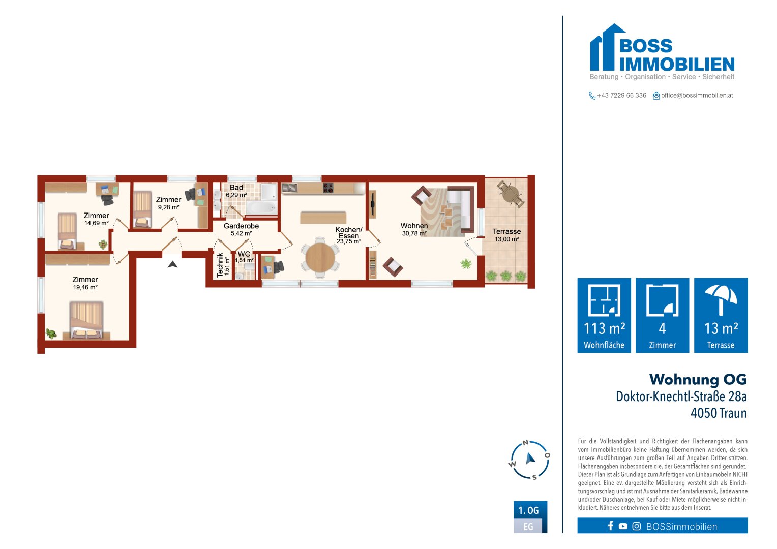 Wohnung zur Miete 1.088 € 4 Zimmer 113 m²<br/>Wohnfläche 1.<br/>Geschoss 01.04.2025<br/>Verfügbarkeit Doktor-Knechtl-Straße 28 Traun 4050