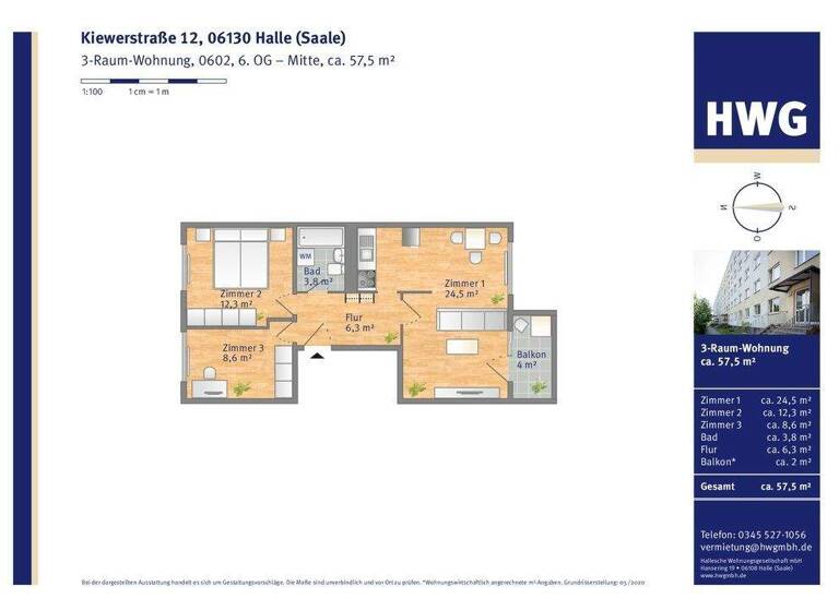 WG-Zimmer zur Miete 398 € 3 Zimmer 56,9 m² 6. Geschoss Kiewer Straße 10 Südstadt Halle 06130