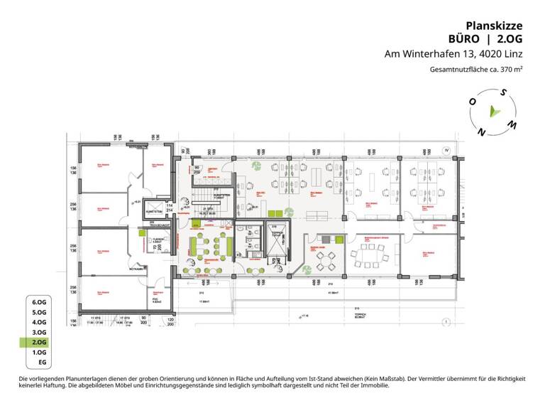 Bürofläche zur Miete 3.950 € 13 Zimmer 370 m² Bürofläche Am Winterhafen 13 Lustenau Linz 4020