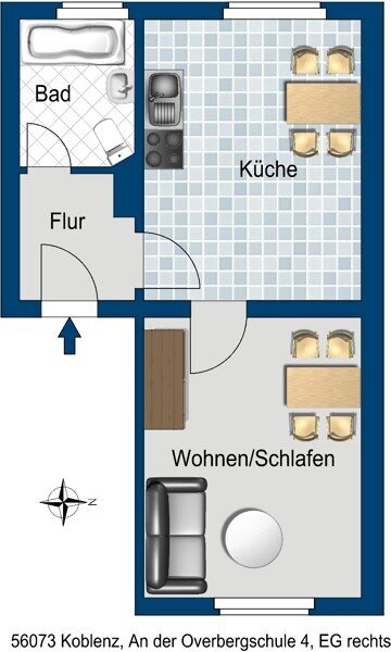 Wohnung zur Miete 417 € 1 Zimmer 34,4 m²<br/>Wohnfläche 25.01.2025<br/>Verfügbarkeit An der Overbergschule 4 Goldgrube 1 Koblenz 56073