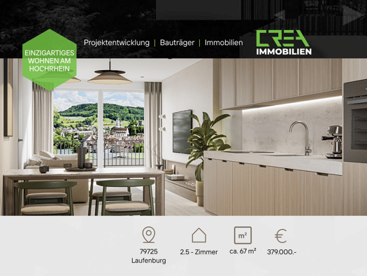 Wohnung zum Kauf - Neubau provisionsfrei 379.000 € 2,5 Zimmer 67,1 m² frei ab sofort Laufenburg Laufenburg (Baden) 79725