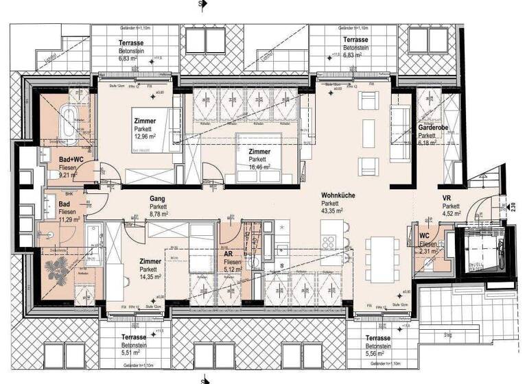 Wohnung zum Kauf 1.654.600 € 4 Zimmer 136,5 m² Siebenbrunnengasse 44 Wien 1050
