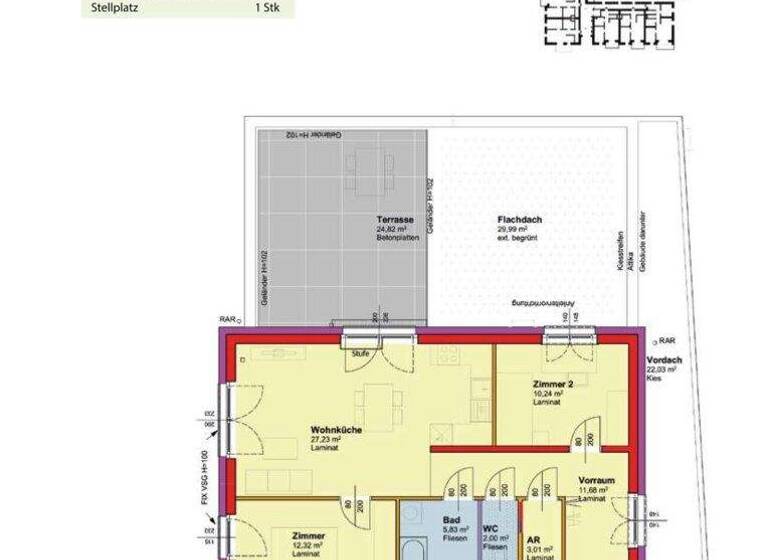Wohnung zur Miete - Erstbezug 785 € 3 Zimmer 72,3 m² 1. Geschoss Palterndorf 2182