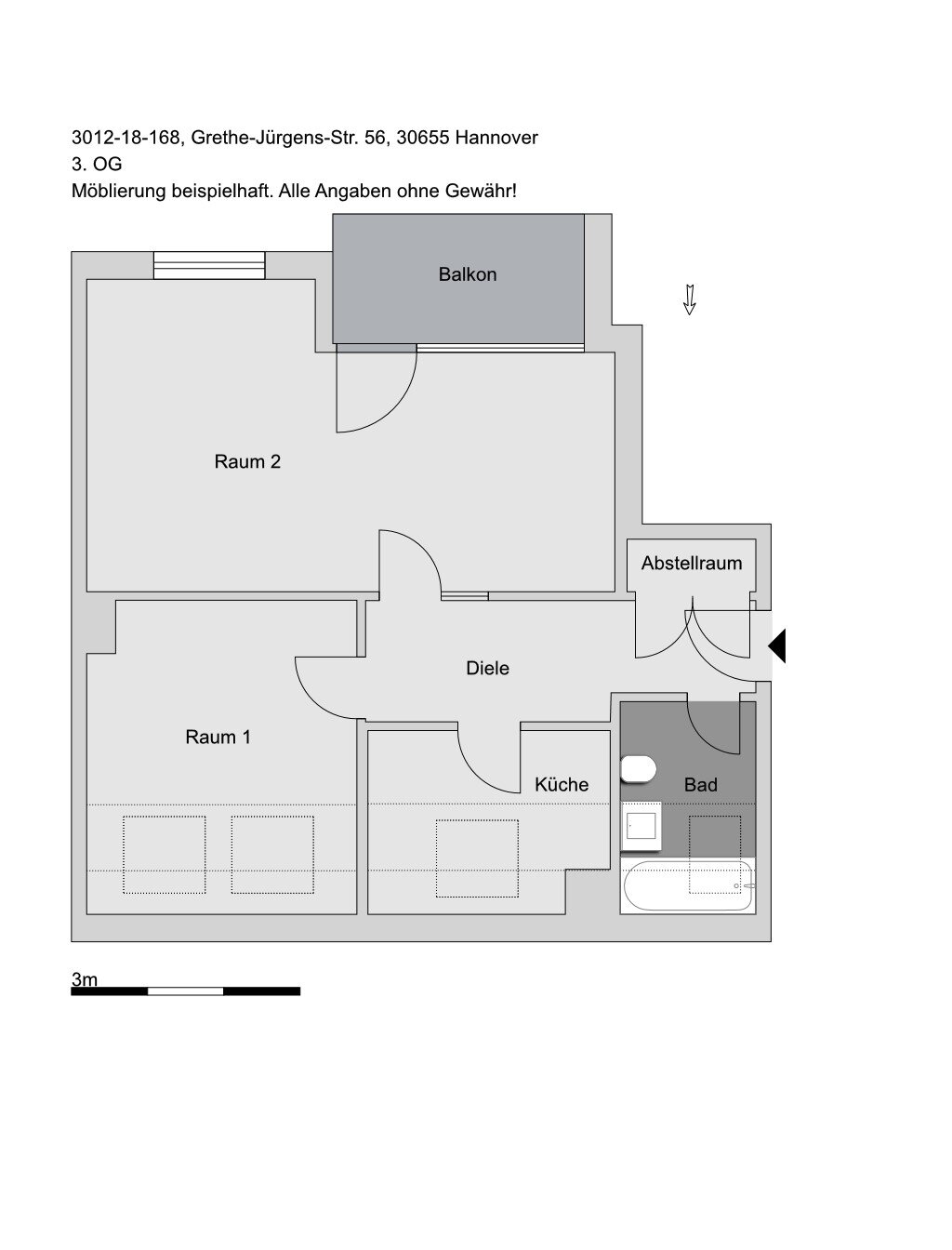 Wohnung zur Miete 579 € 2 Zimmer 61 m²<br/>Wohnfläche 3.<br/>Geschoss 01.03.2025<br/>Verfügbarkeit Grethe-Jürgens-Str. 56 List Hannover 30655