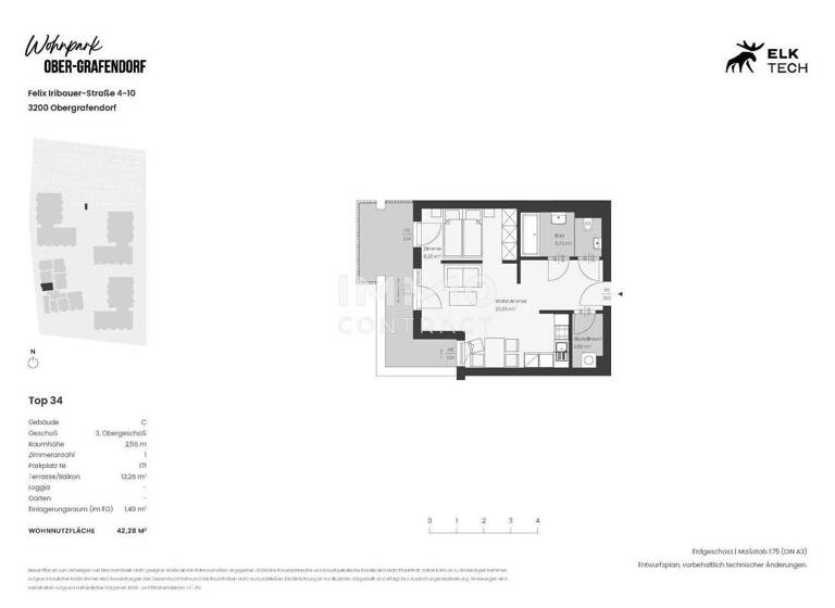 Studio zum Kauf - Erstbezug provisionsfrei 187.002 € 1 Zimmer 3. Geschoss Ober-Grafendorf 3200