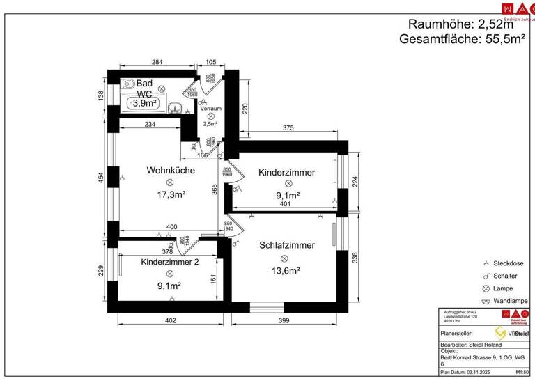 Wohnung zur Miete 293 € 3,5 Zimmer 56,2 m² 1. Geschoss Bertl-Konrad-Straße Hinterberg Steyr 4400