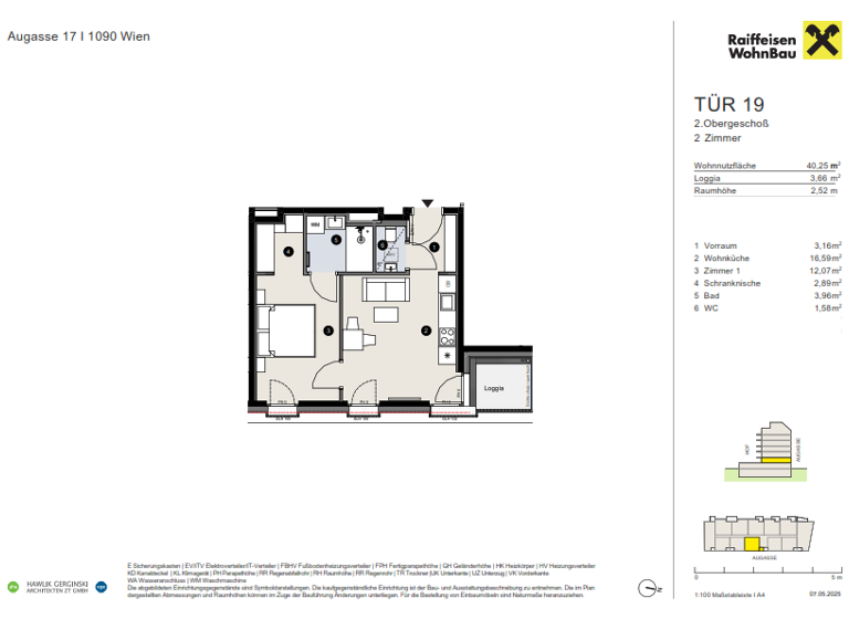 Wohnung zum Kauf provisionsfrei 388.500 € 2 Zimmer 40,3 m² 2. Geschoss Wien 1090