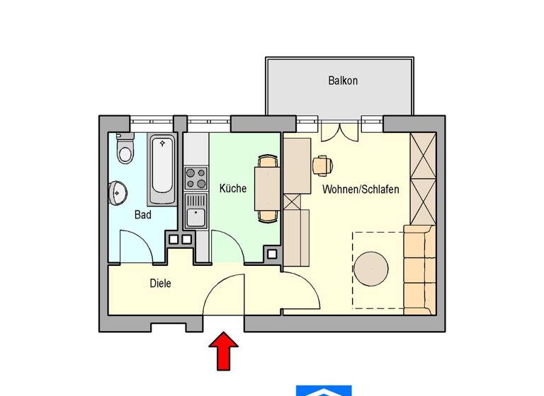Studio zur Miete 550 € 1 Zimmer 32 m² EG frei ab 01.07.2026 Alberichstraße 3 Gleißhammer Nürnberg 90461