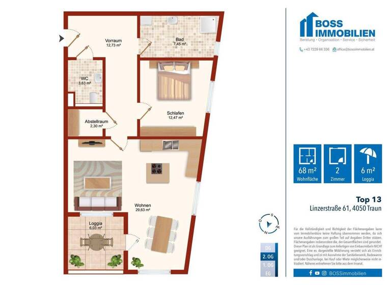 Wohnung zum Kauf - Erstbezug 319.000 € 2 Zimmer 68,2 m² 2. Geschoss Linzerstraße 61 Traun 4050