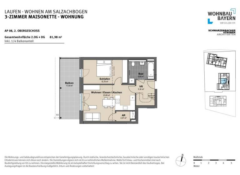 Wohnung zum Kauf - Neubau provisionsfrei 461.100 € 3 Zimmer 82 m²<br/>Wohnfläche Tittmoninger Straße 52, 52a, 52b Laufen Laufen 83410
