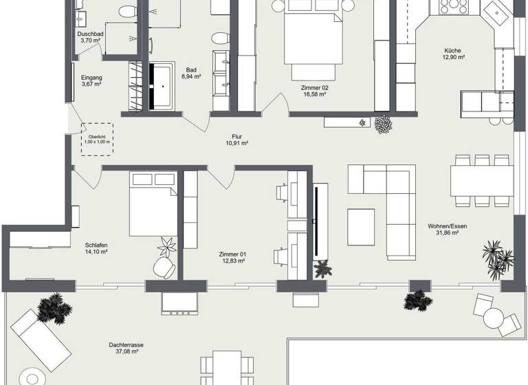 Penthouse zum Kauf provisionsfrei 699.000 € 4 Zimmer 134 m² 3. Geschoss Ansbach 91522