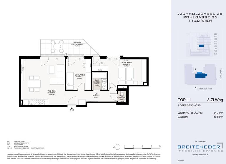 Wohnung zum Kauf - Erstbezug 485.000 € 3 Zimmer 64,7 m² 1. Geschoss Wien 1120