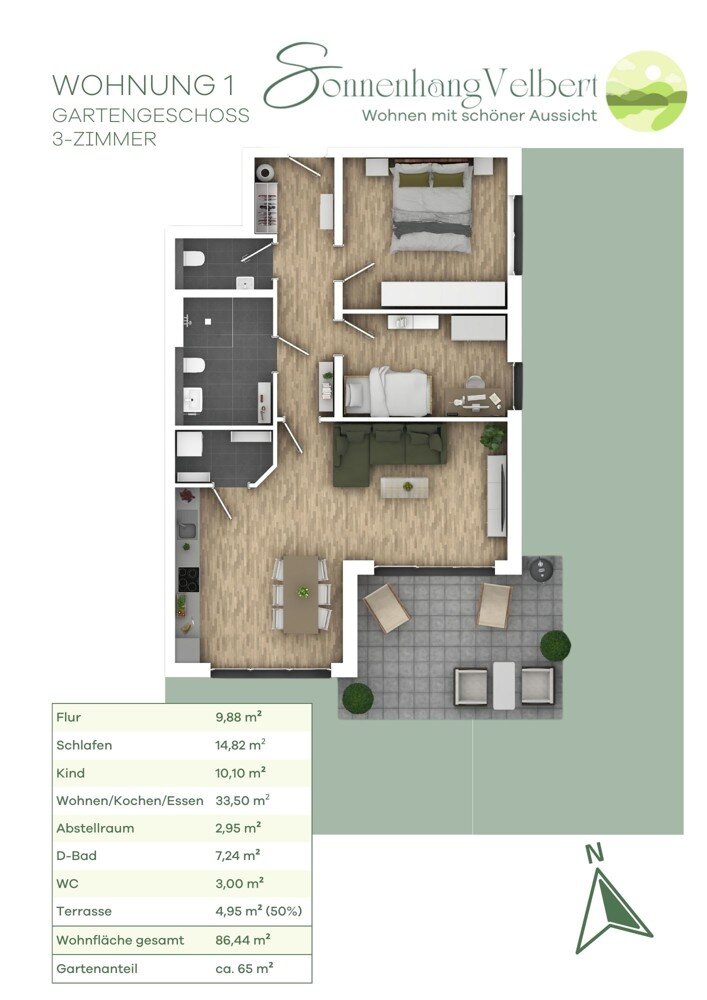 Wohnung zum Kauf 459.900 € 3 Zimmer 86,4 m²<br/>Wohnfläche EG<br/>Geschoss Von-Behring-Straße 99 Losenburg Velbert 42549