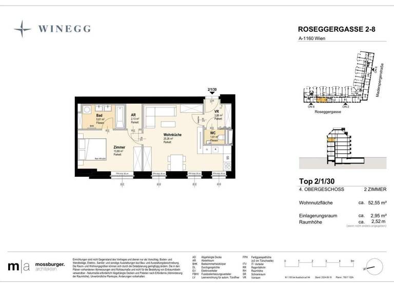 Wohnung zum Kauf - Erstbezug 331.100 € 2 Zimmer 52,7 m² 4. Geschoss Roseggergasse 2-8 Wien 1160