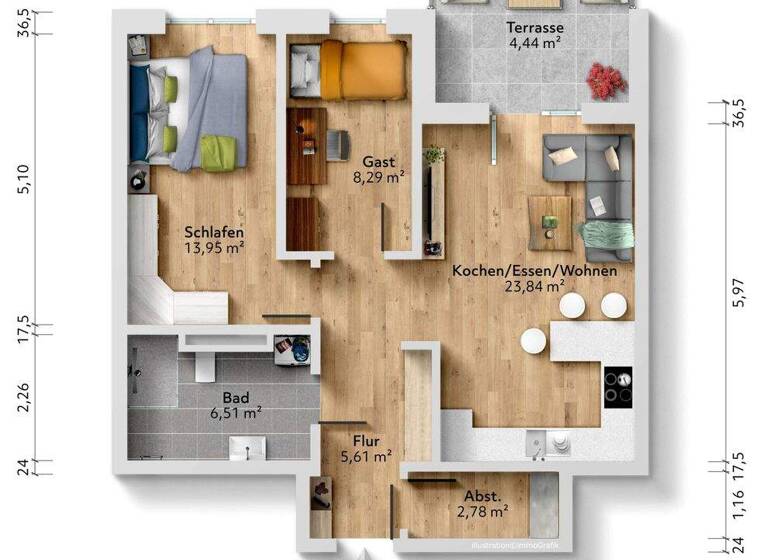 Wohnung zum Kauf - Erstbezug provisionsfrei 290.000 € 3 Zimmer 65,4 m² Neu Olvenstedt Magdeburg 39130