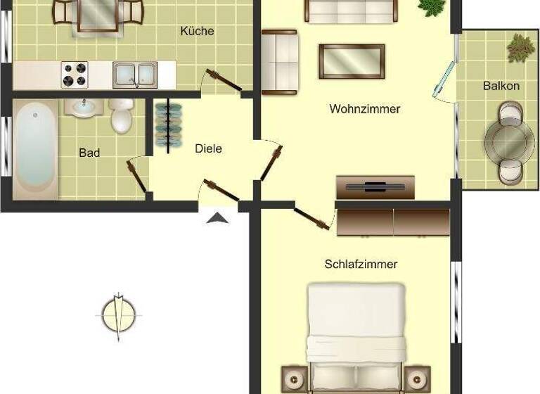 Wohnung zur Miete 479 € 2 Zimmer 45,6 m² 2. Geschoss Potsdamer Straße 1 Innenstadt Ahlen 59229