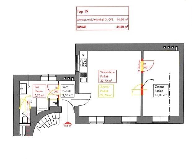 Wohnung zum Kauf 385.410 € 2 Zimmer 44,8 m²<br/>Wohnfläche 3.<br/>Geschoss Wien 1070