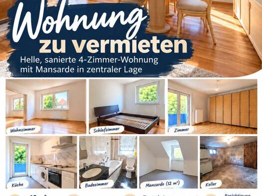 Wohnung zur Miete 1.190 € 4 Zimmer 91 m² Geschoss 1/4 frei ab sofort Gaggenau Gaggenau 76571