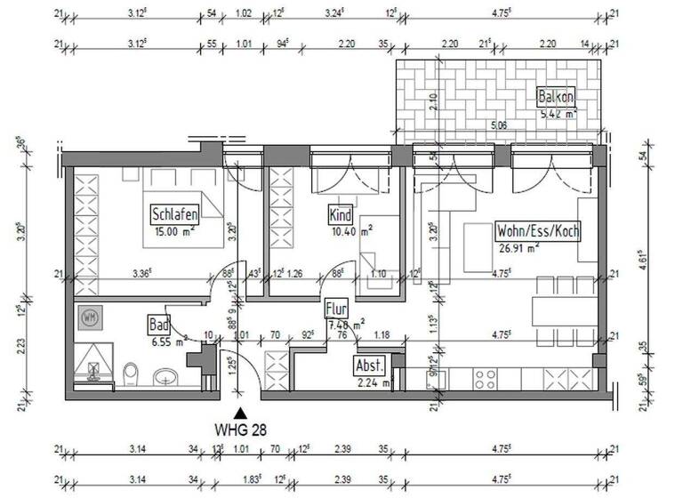 Wohnung zur Miete - Erstbezug 1.190 € 3 Zimmer 94,6 m² 1. Geschoss Meisterstr. 21 Engstlatt Balingen 72336