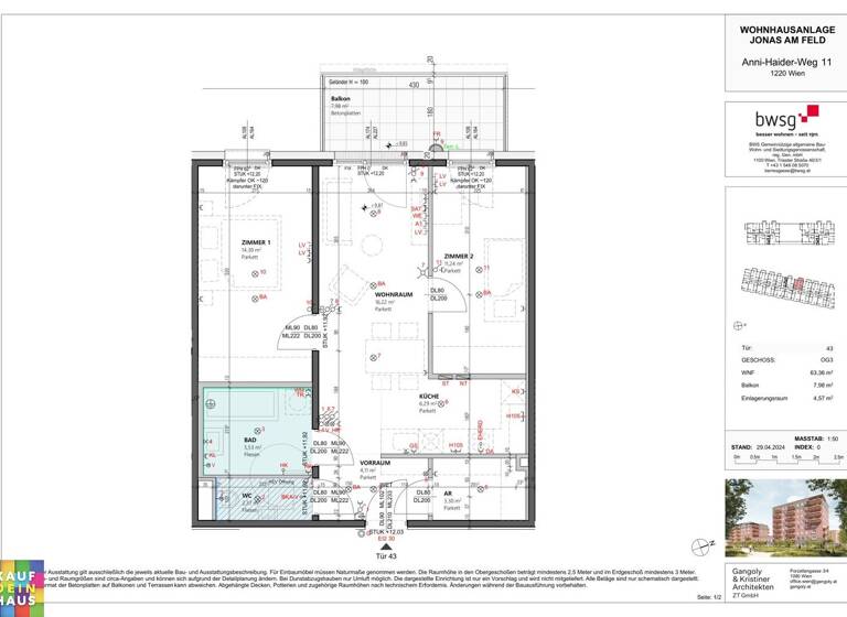 Wohnung zum Kauf - Erstbezug provisionsfrei 371.713 € 3 Zimmer 63,4 m² frei ab sofort Anni-Haider-Weg 11 Wien 1220