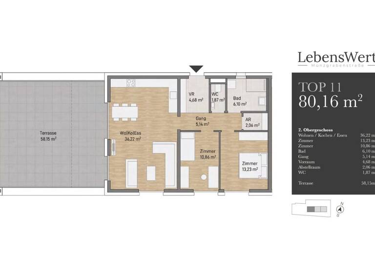 Wohnung zum Kauf - Erstbezug provisionsfrei 519.437 € 3 Zimmer 80 m² 2. Geschoss Münzgrabenstraße 173 Jakomini Graz 8010