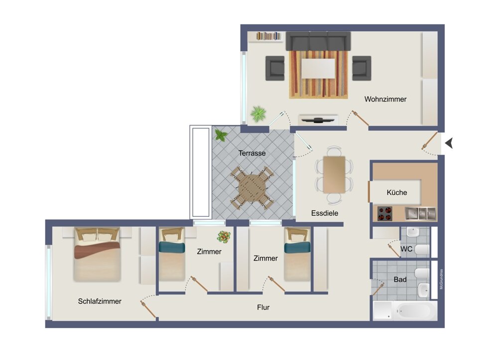 Wohnung zum Kauf 285.000 € 4,5 Zimmer 112,6 m²<br/>Wohnfläche 2.<br/>Geschoss Reichenbach Waldbronn / Reichenbach 76337