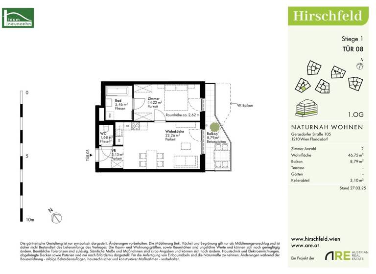 Wohnung zum Kauf - Erstbezug provisionsfrei 280.000 € 2 Zimmer 46,8 m² 1. Geschoss Gerasdorfer Straße 105 Wien 1210