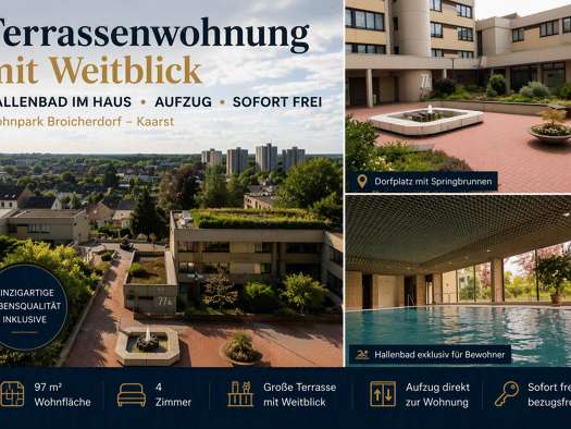 Terrassenwohnung zum Kauf 278.075 € 4 Zimmer 97,6 m² 6. Geschoss frei ab sofort Broicherdorfstraße 81 Kaarst-West Kaarst 41564