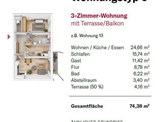 Wohnung zur Miete - Erstbezug 1.190 € 3 Zimmer 74,4 m² EG frei ab 01.11.2026 Zirndorf 90513