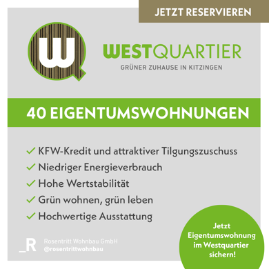 Wohnung zum Kauf - Neubau provisionsfrei 258.500 € 2 Zimmer 54,3 m² EG Marshall-Heights-Ring 5 Kitzingen Kitzingen 97318