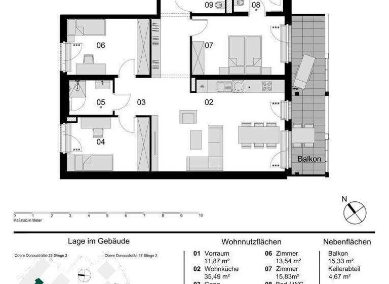 Wohnung zum Kauf - Erstbezug 1.234.000 € 4 Zimmer 108,2 m² 6. Geschoss Obere Donaustraße Wien 1020