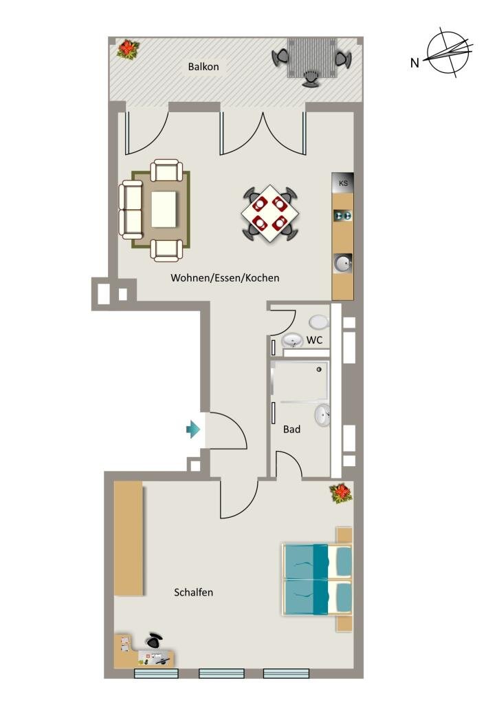 Wohnung zur Miete 747 € 2,5 Zimmer 64,9 m²<br/>Wohnfläche 3.<br/>Geschoss Dreilindenstraße 69 Südviertel Essen 45128