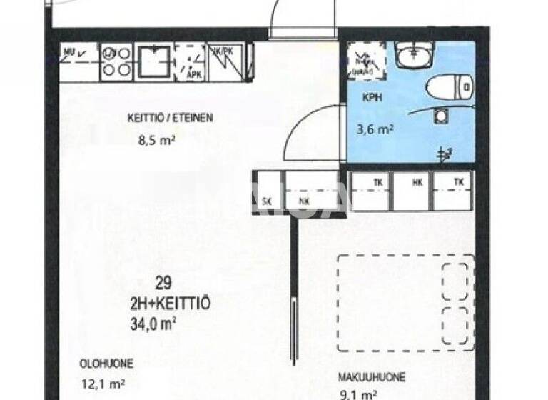 Studio zum Kauf 144.000 € 2 Zimmer 34 m² 3. Geschoss Opiskelijankatu 3 Joensuu 80130