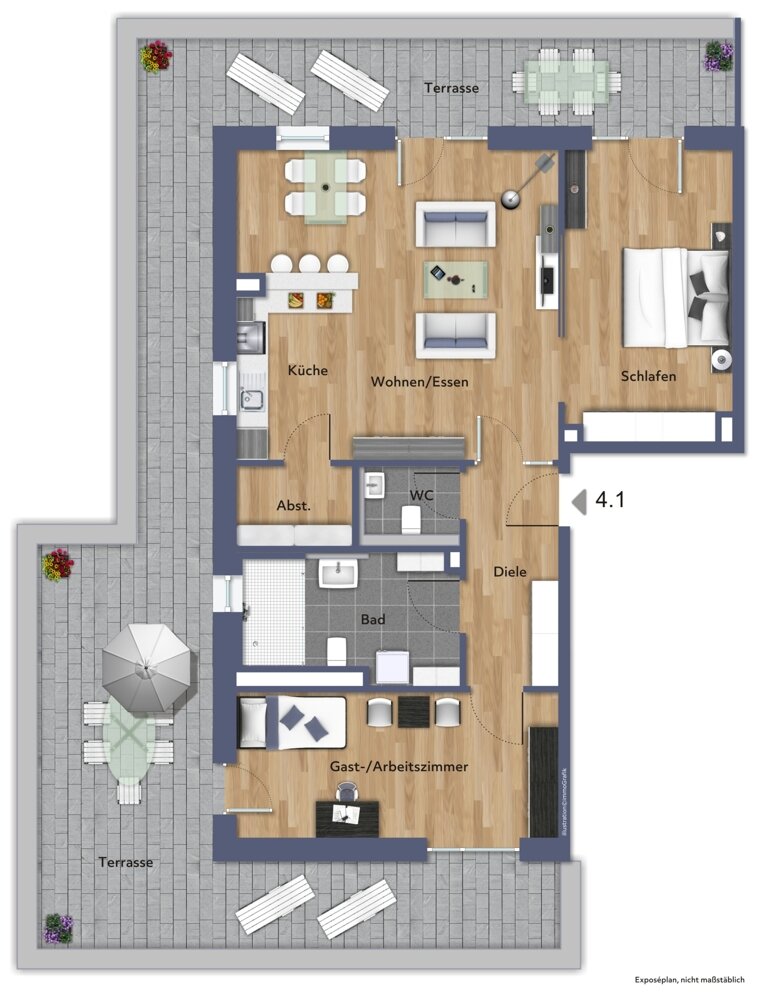 Penthouse zum Kauf 480.248 € 3 Zimmer 124,1 m²<br/>Wohnfläche 3.<br/>Geschoss Germbacher Weg 6 Frickhofen Dornburg 65599