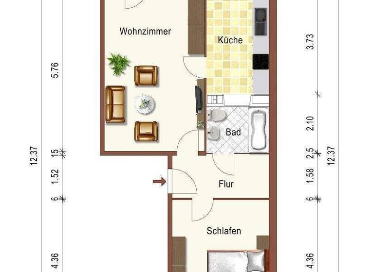 Wohnung zur Miete 312 € 2 Zimmer 55,1 m² 3. Geschoss frei ab sofort An der Glashütte 6/3R Altenburg 04600