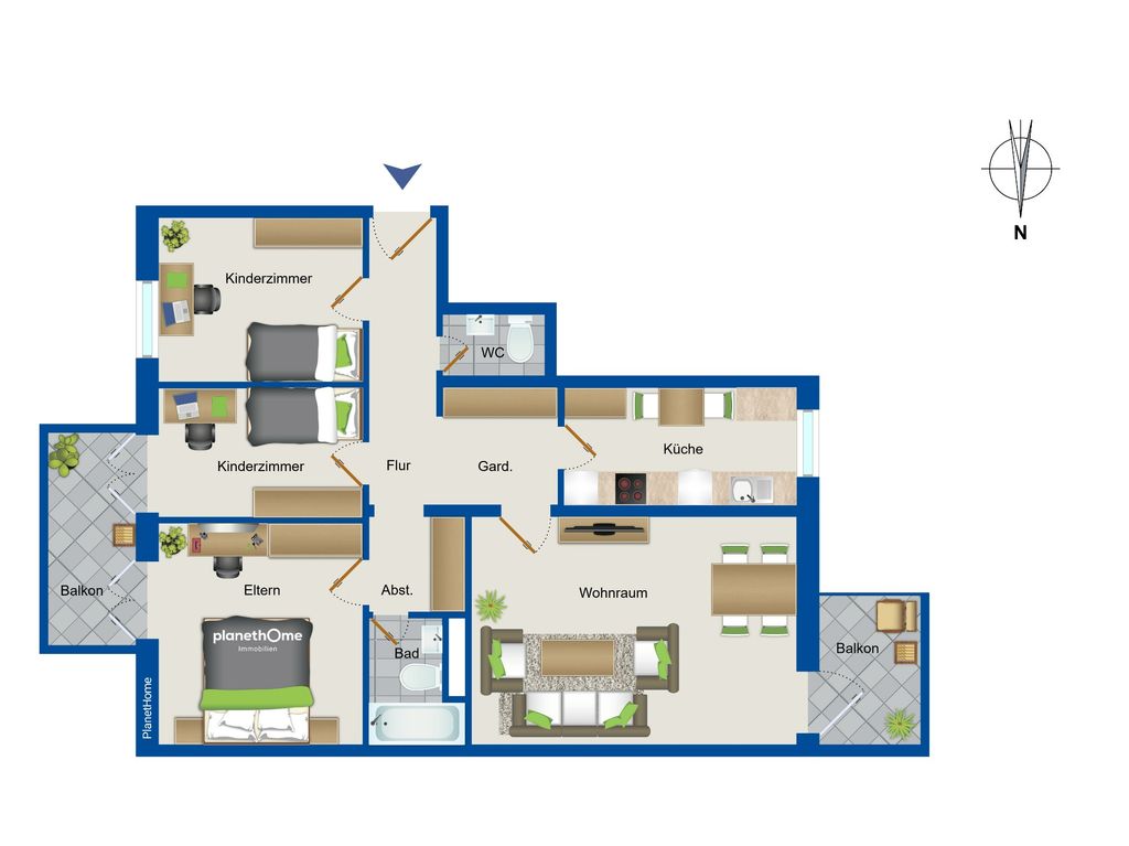 Wohnung zum Kauf 139.000 € 4 Zimmer 91 m²<br/>Wohnfläche 6.<br/>Geschoss Kattenturm Bremen 28277