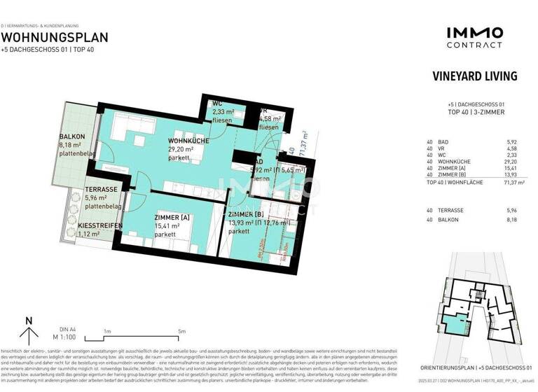 Wohnung zum Kauf - Erstbezug 619.500 € 3 Zimmer 71,4 m² 5. Geschoss Wien 1190