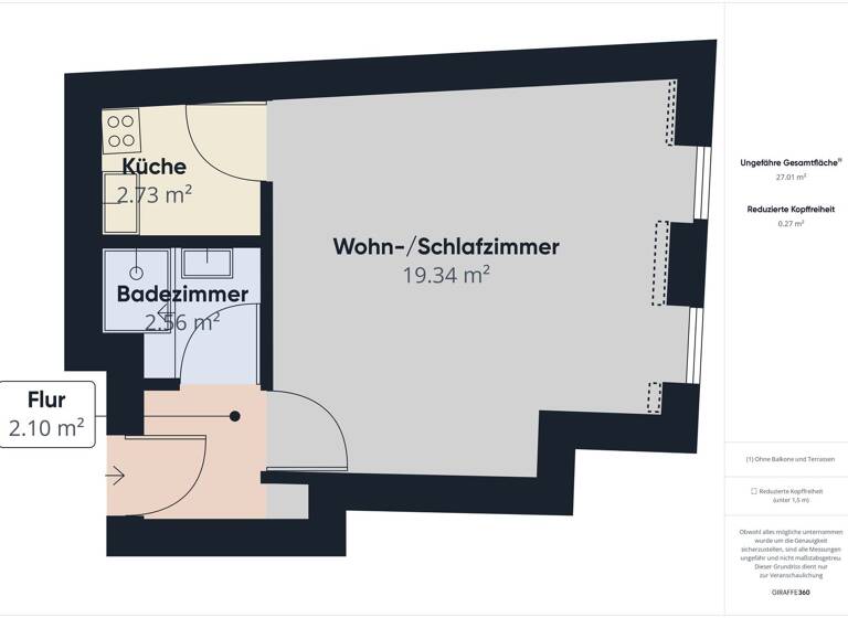 Studio zur Miete 210 € 1 Zimmer 27 m² 2. Geschoss Kulmbacher Straße 3 Stadtsteinach Stadsteinach 95346