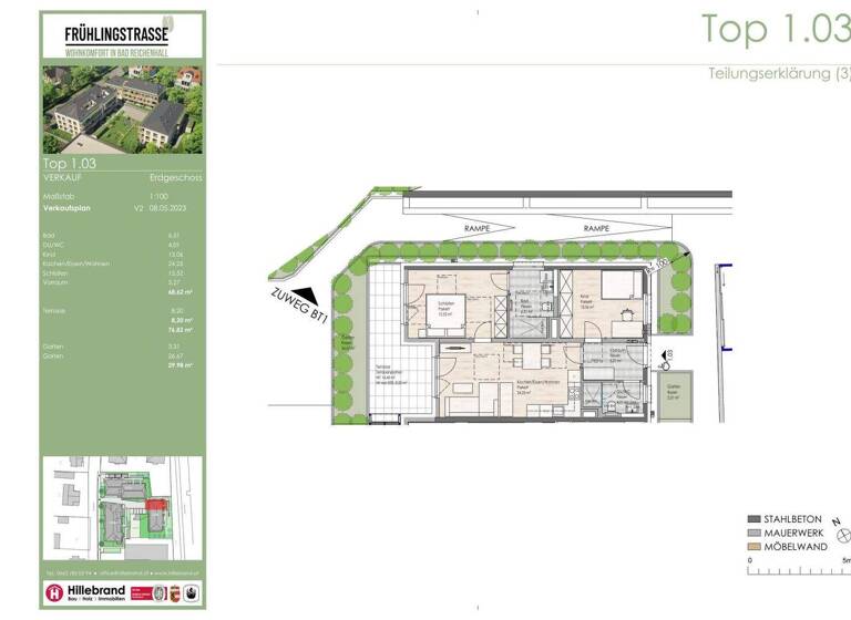 Wohnung zum Kauf 466.000 € 3 Zimmer 76,8 m² EG Frühlingstraße 30 a-c Bad Reichenhall 83435