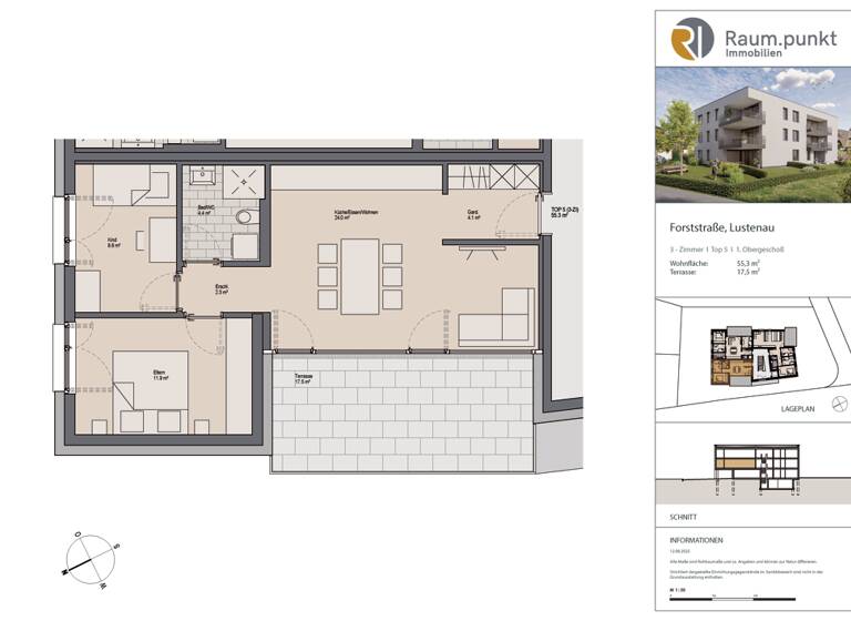 Wohnung zum Kauf - Erstbezug 399.000 € 3 Zimmer 55,3 m² Forststrasse Lustenau 6890