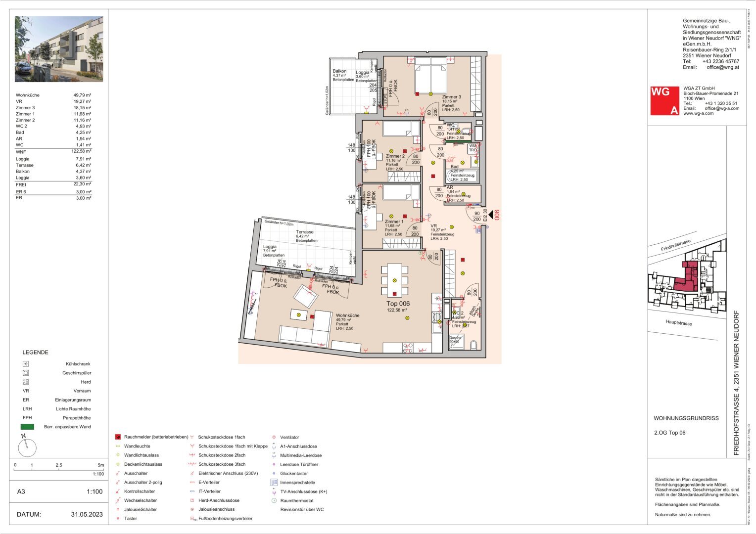 Wohnung zur Miete 2.459 € 4 Zimmer 122,6 m²<br/>Wohnfläche 2.<br/>Geschoss ab sofort<br/>Verfügbarkeit Wiener Neudorf 2351