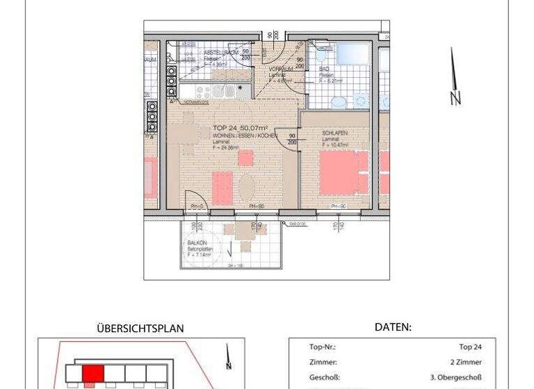 Wohnung zur Miete 622 € 2 Zimmer 50,1 m² 3. Geschoss Waldegg 2754