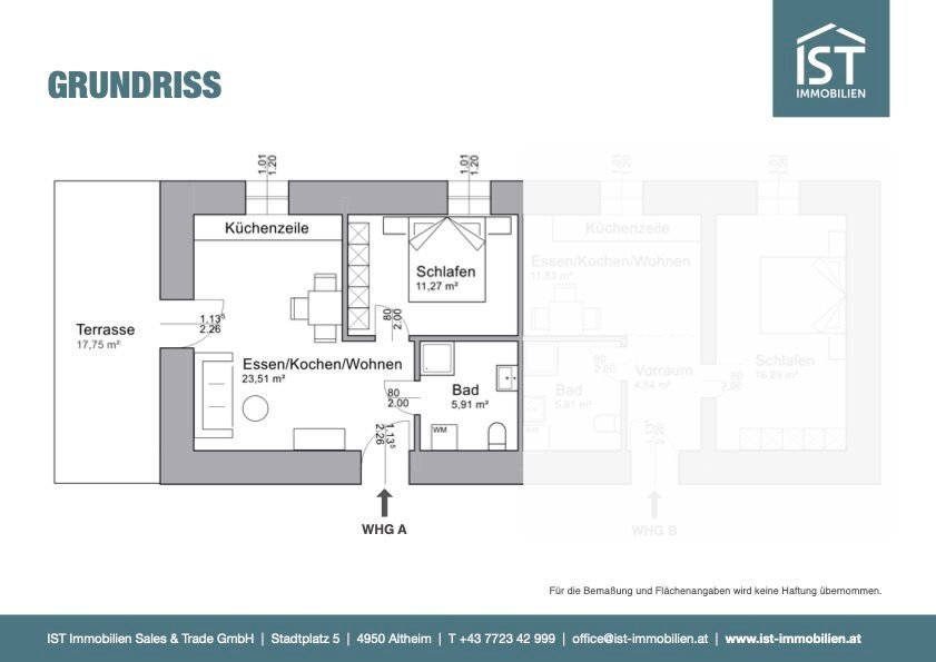 Wohnung zur Miete 490 € 2 Zimmer 40 m²<br/>Wohnfläche EG<br/>Geschoss ab sofort<br/>Verfügbarkeit Geinberg 4951