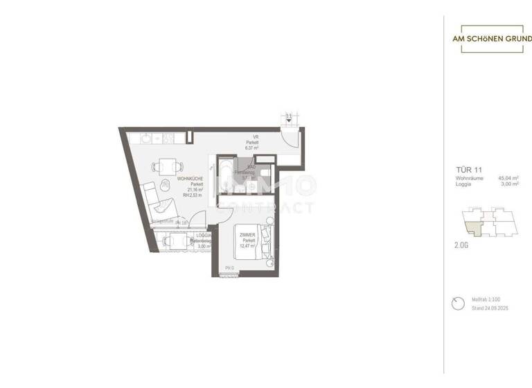 Wohnung zum Kauf - Erstbezug 259.000 € 2 Zimmer 45 m² Wien 1220