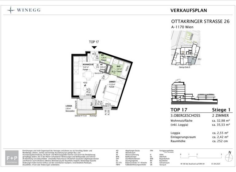 Wohnung zum Kauf - Erstbezug 270.300 € 2 Zimmer 33,1 m² 3. Geschoss Ottakringer Straße 26 Wien 1170