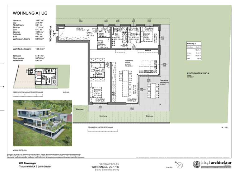 Terrassenwohnung zum Kauf - Erstbezug 1.698.000 € 3 Zimmer 134,5 m² Altmünster 4813