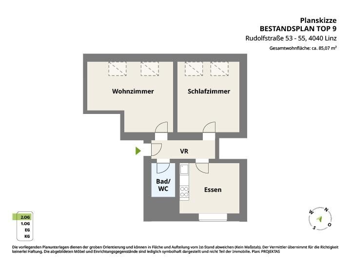 Wohnung zur Miete 842 € 3 Zimmer 85,1 m²<br/>Wohnfläche 01.02.2025<br/>Verfügbarkeit Rudolfstraße 53 - 55 Urfahr Linz 4040