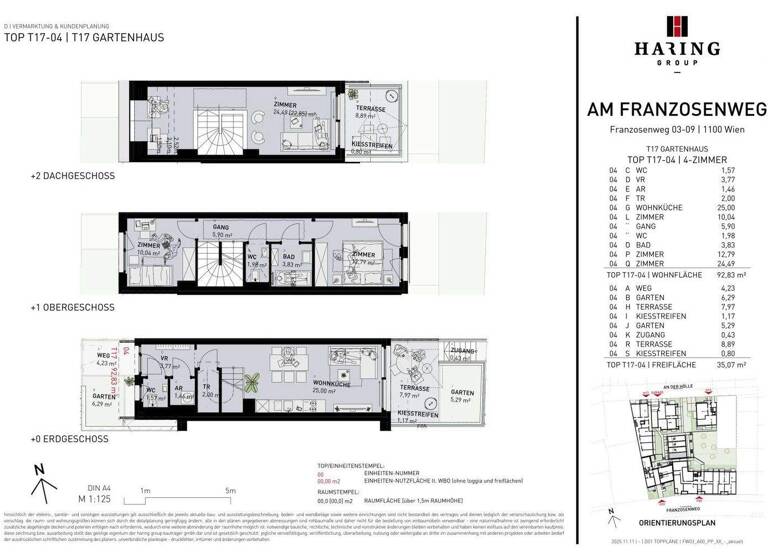 Reihenmittelhaus zum Kauf - Erstbezug 633.500 € 4 Zimmer 92,8 m² Franzosenweg 3-5 Wien 1100
