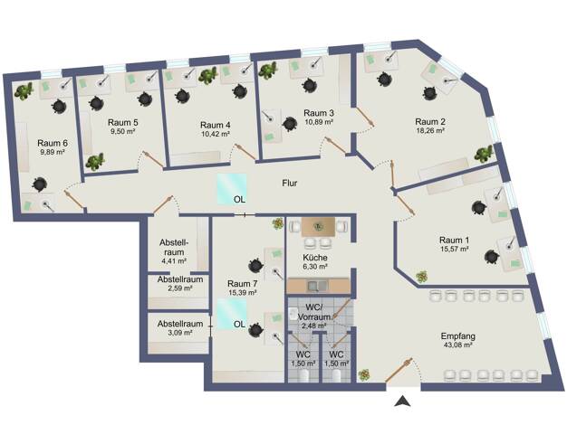 Büro zur Miete provisionsfrei 750 € 154,9 m² Bürofläche Puschkinplatz 4 Greiz Greiz 07973