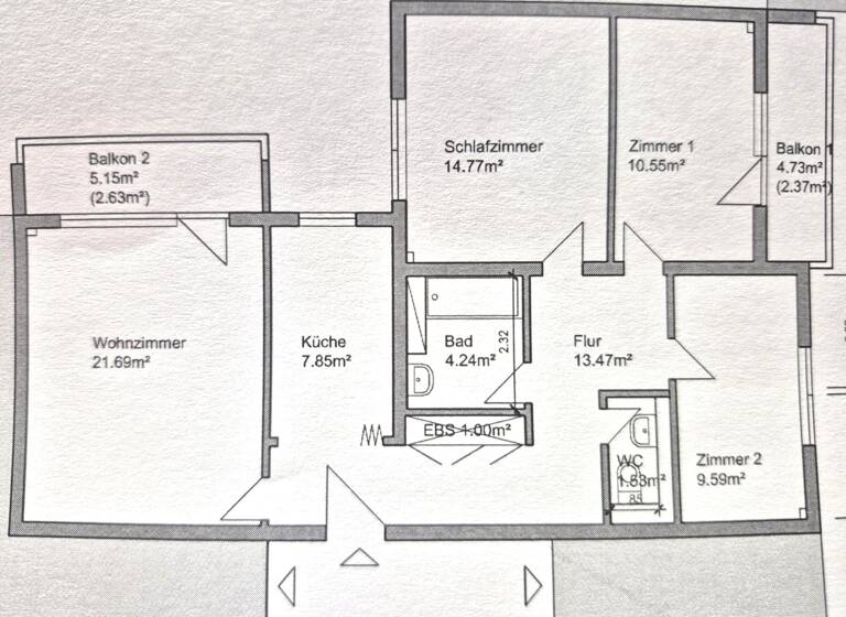 Wohnung zum Kauf 225.000 € 4 Zimmer 89 m² frei ab sofort Dietzenbach 63128